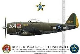 Ilustração do P-47D Thunderbolt A4 do 1º Grupo de Aviação de Caça